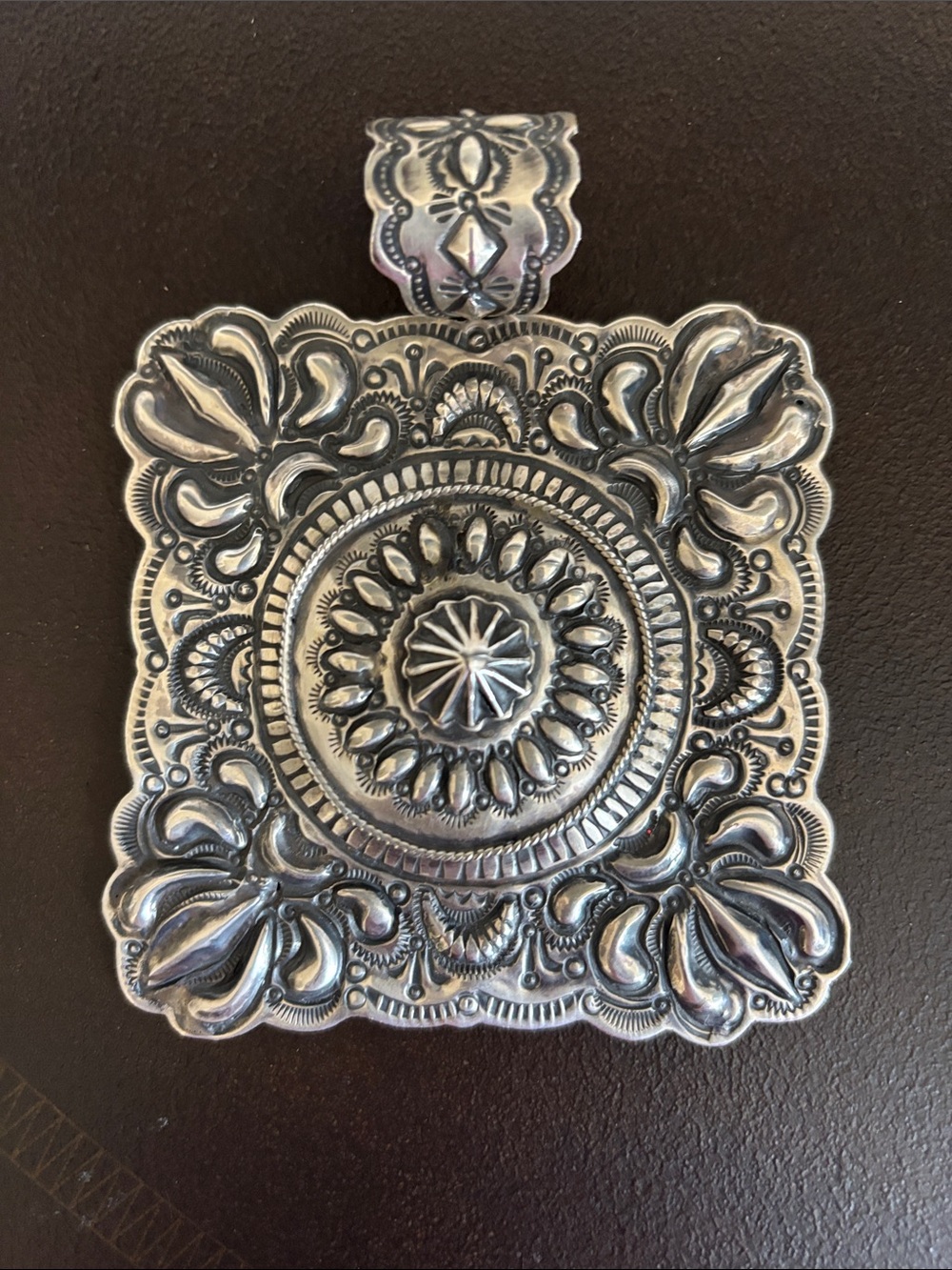 Darryl Becenti Sterling Silver Repousse Handmade Pendant